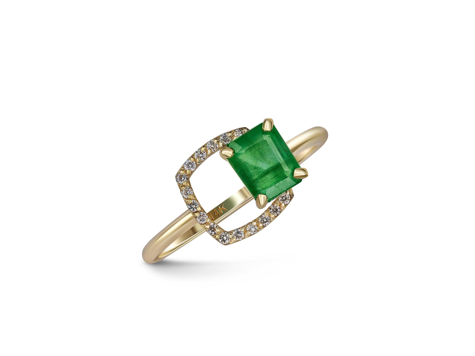 Octagon Emerald 14k gold ring