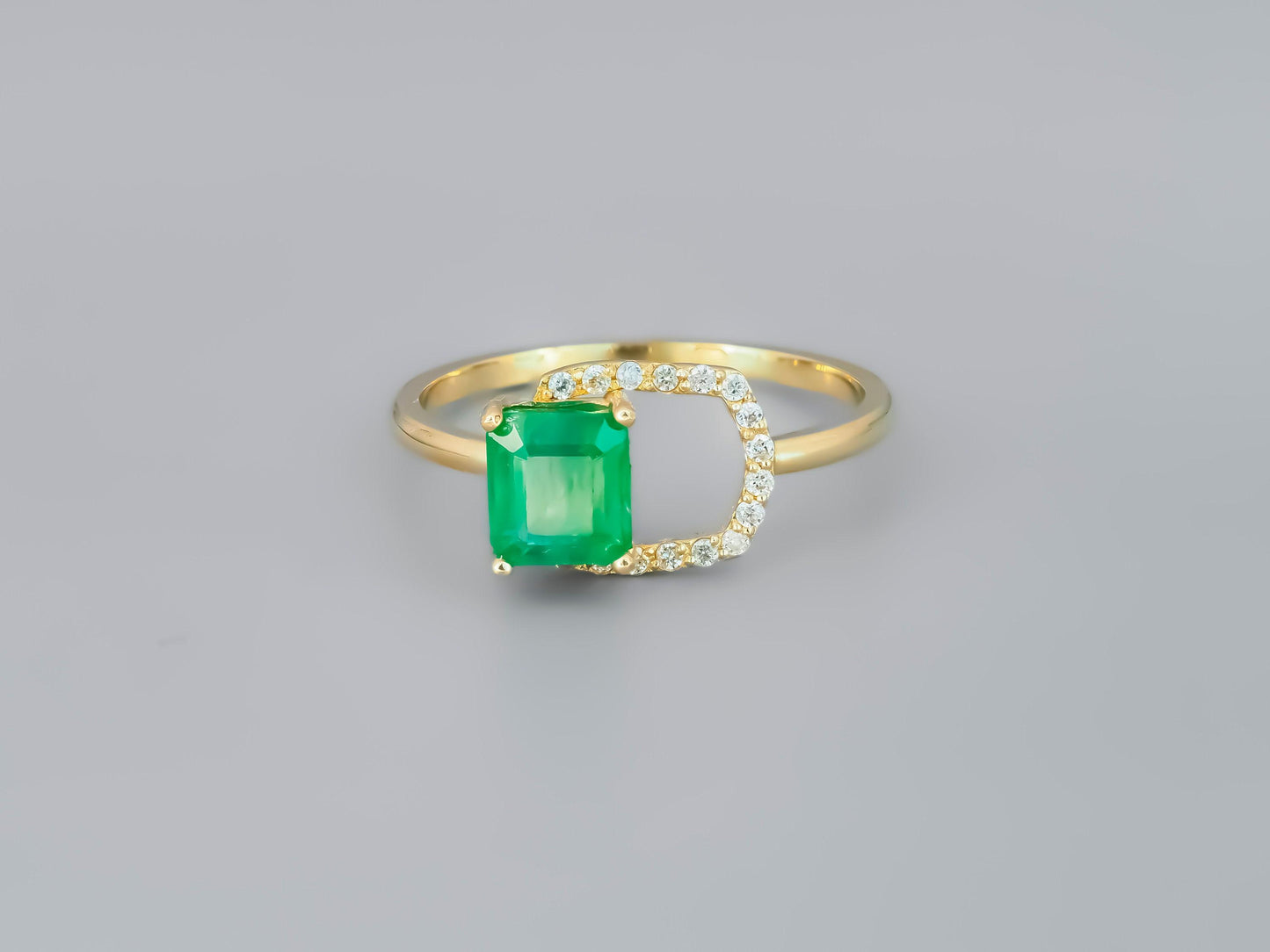 Octagon Emerald 14k gold ring