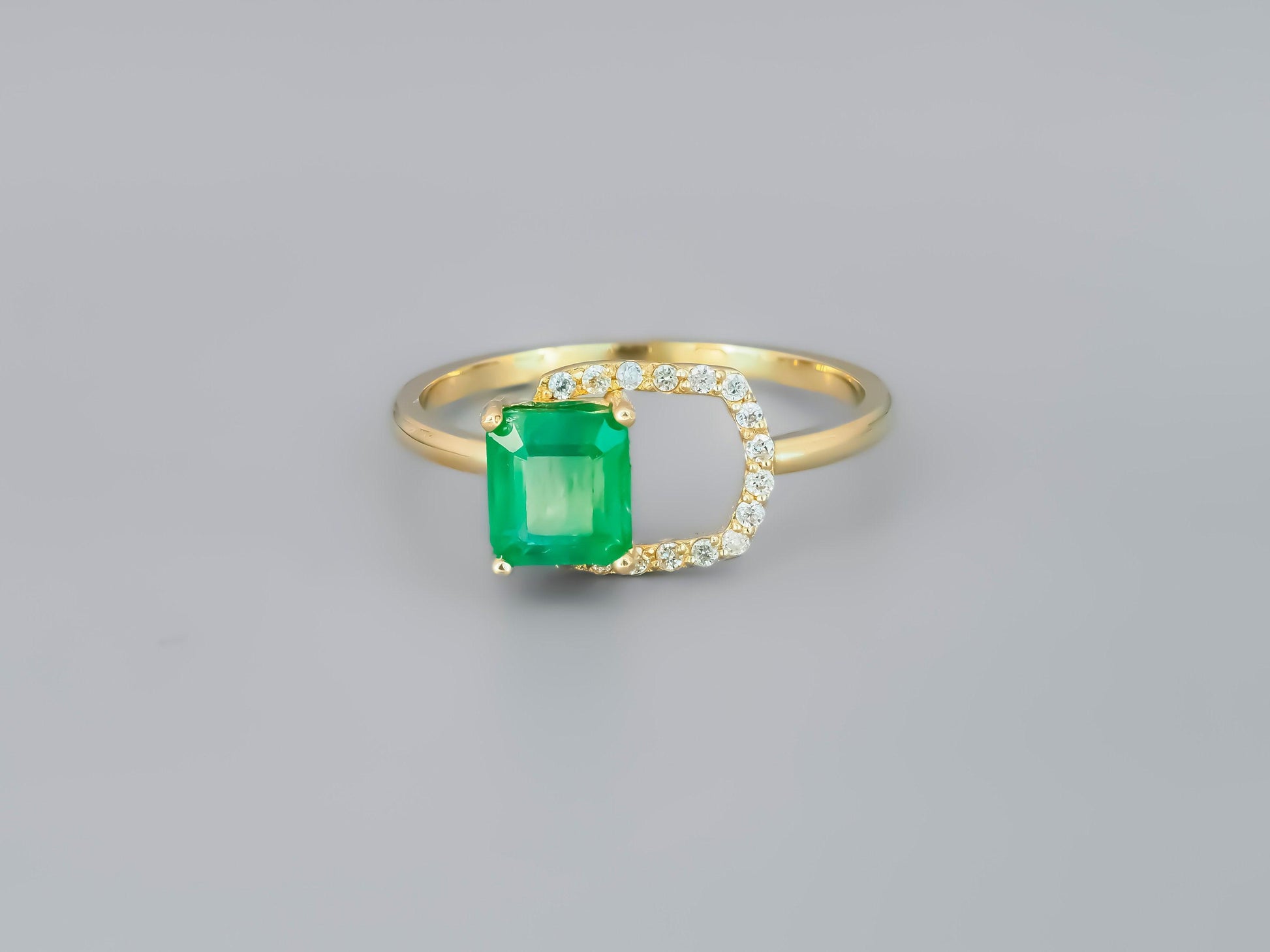 Octagon Emerald 14k gold ring