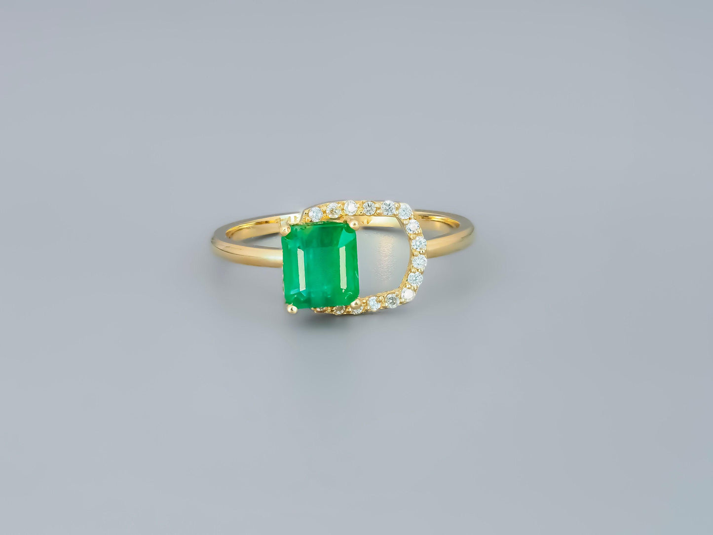 Octagon Emerald 14k gold ring