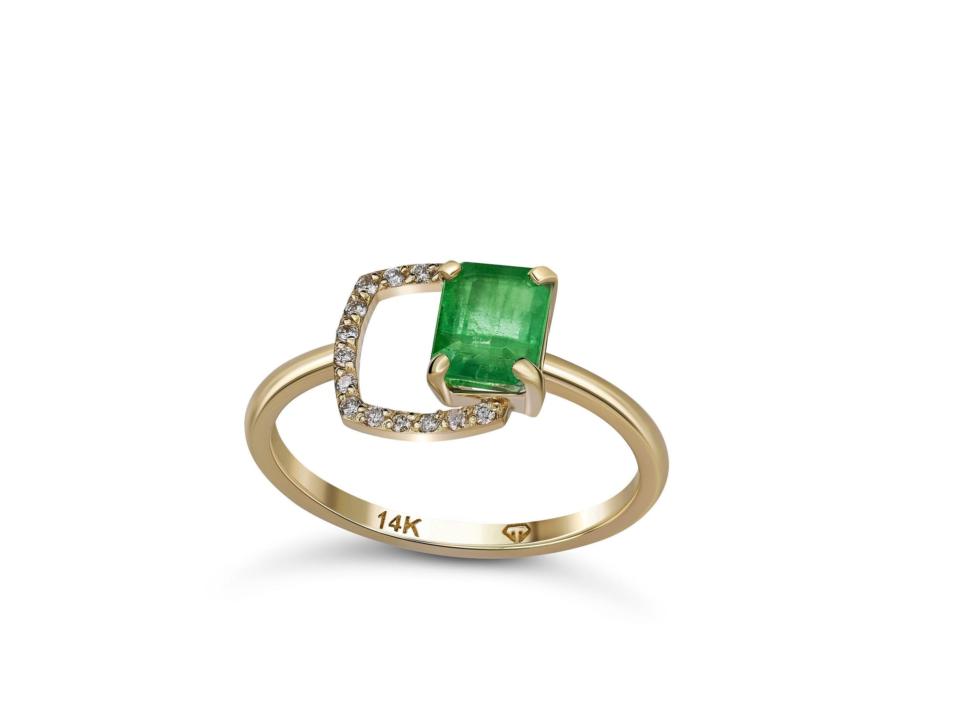 Octagon Emerald 14k gold ring