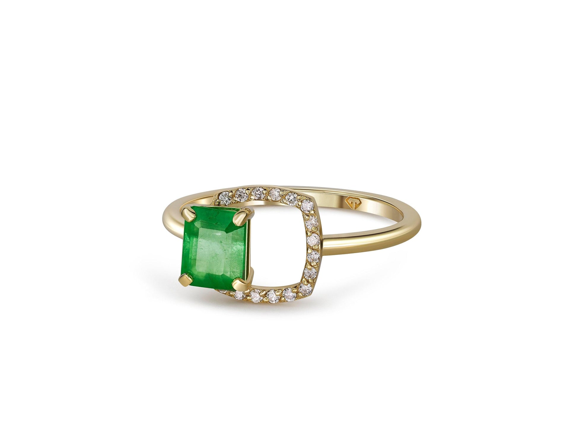 Octagon Emerald 14k gold ring