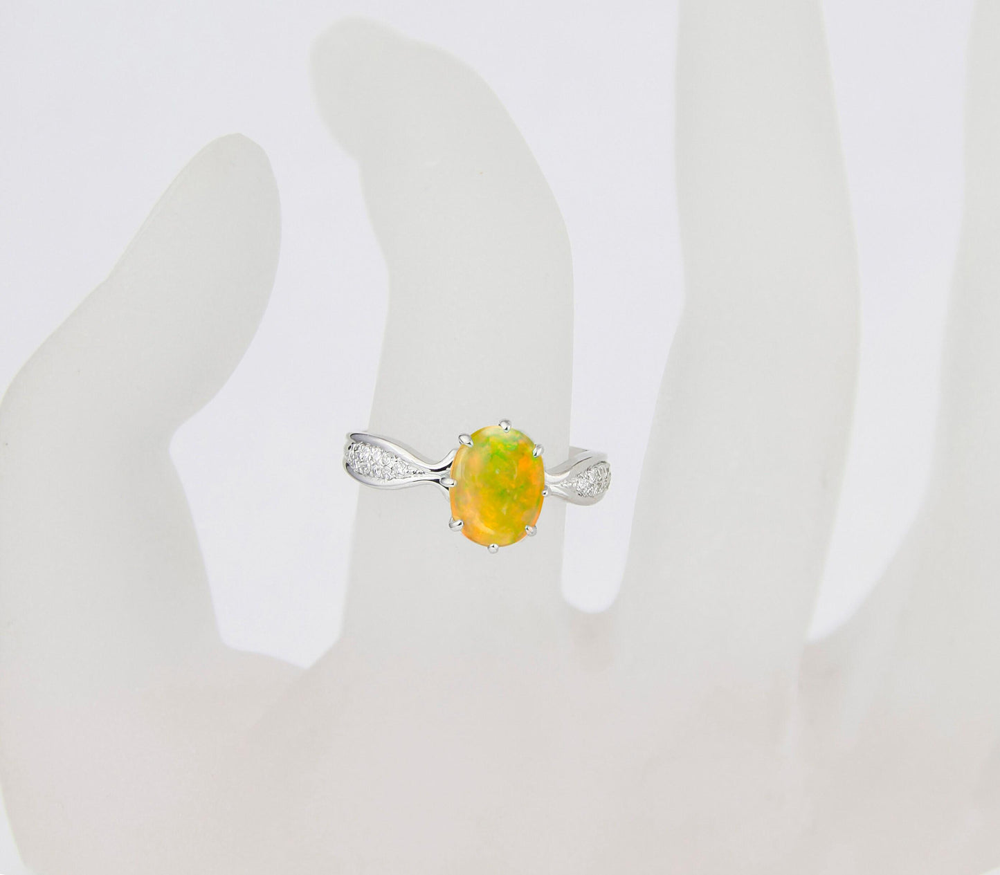 Rainbow Opal 14k gold ring