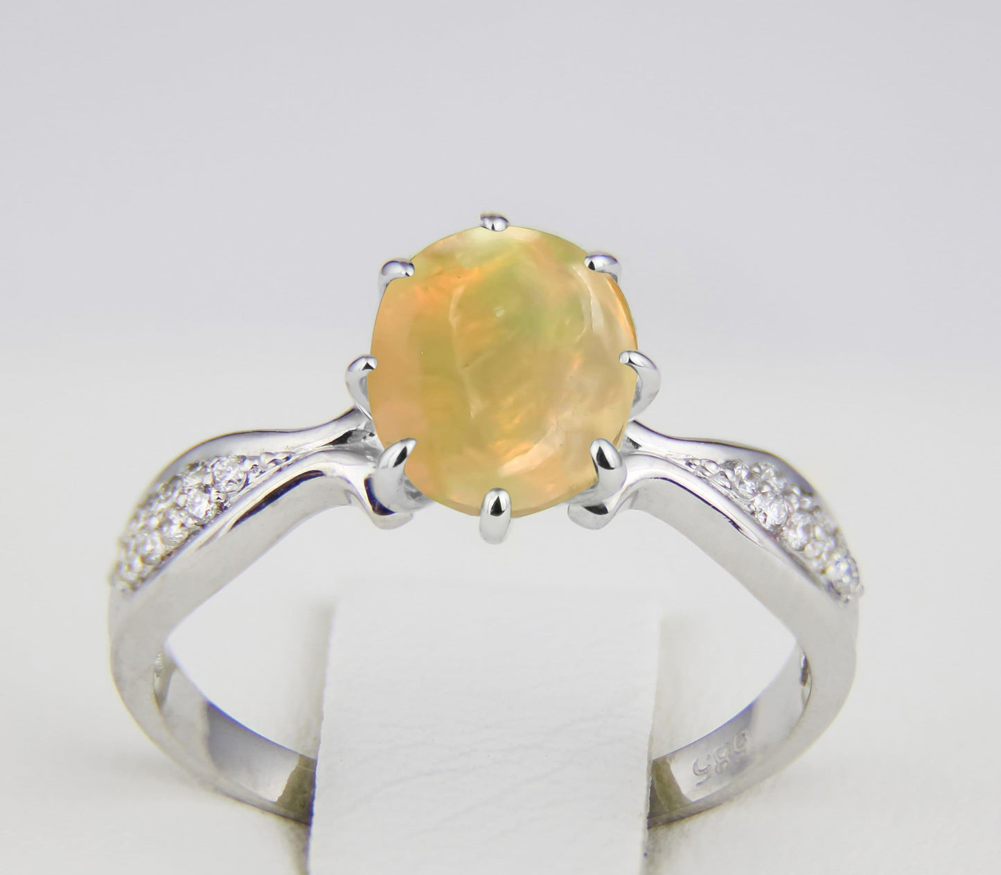 Rainbow Opal 14k gold ring