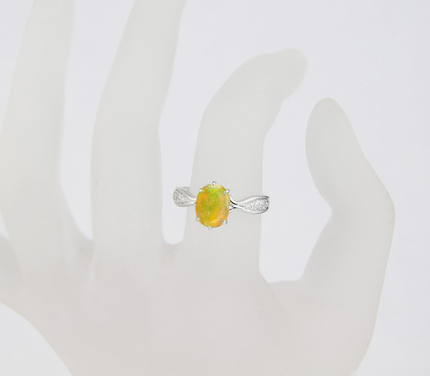 Rainbow Opal 14k gold ring