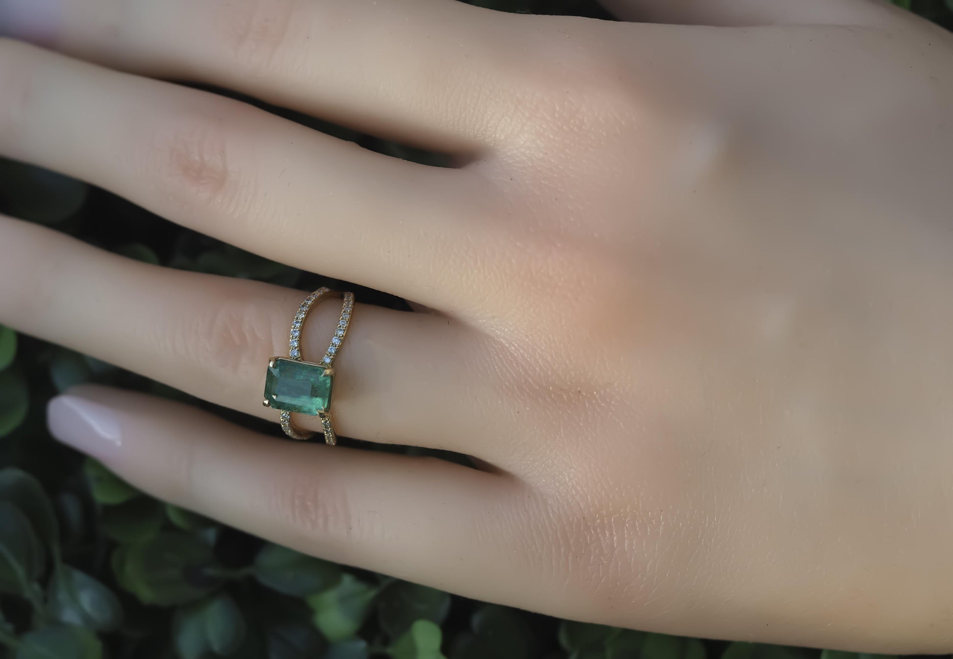 Octagon Emerald 14k gold ring