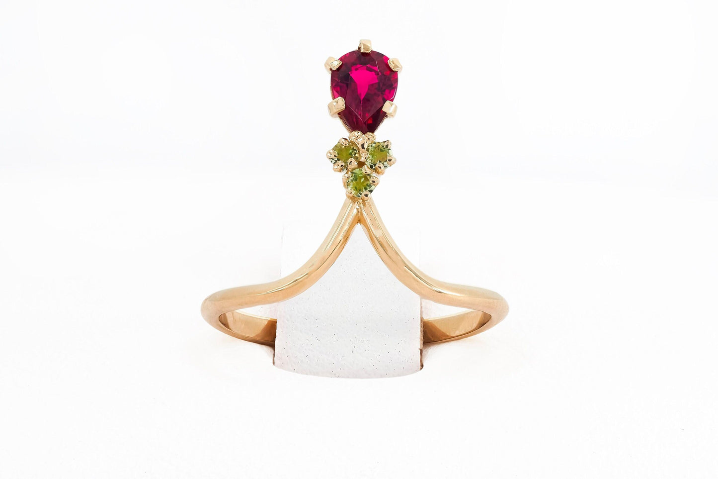 Tourmaline rubelite vintage inspired 14k gold ring