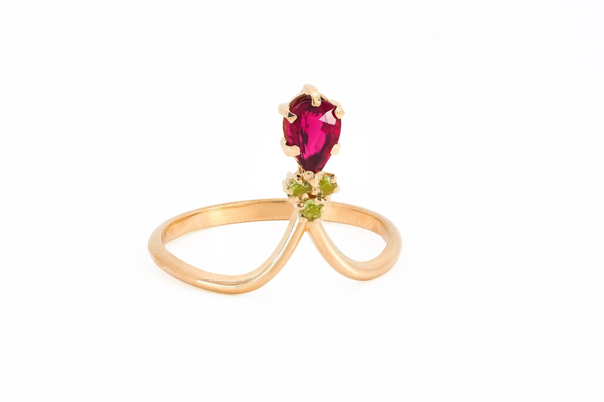 Tourmaline rubelite vintage inspired 14k gold ring