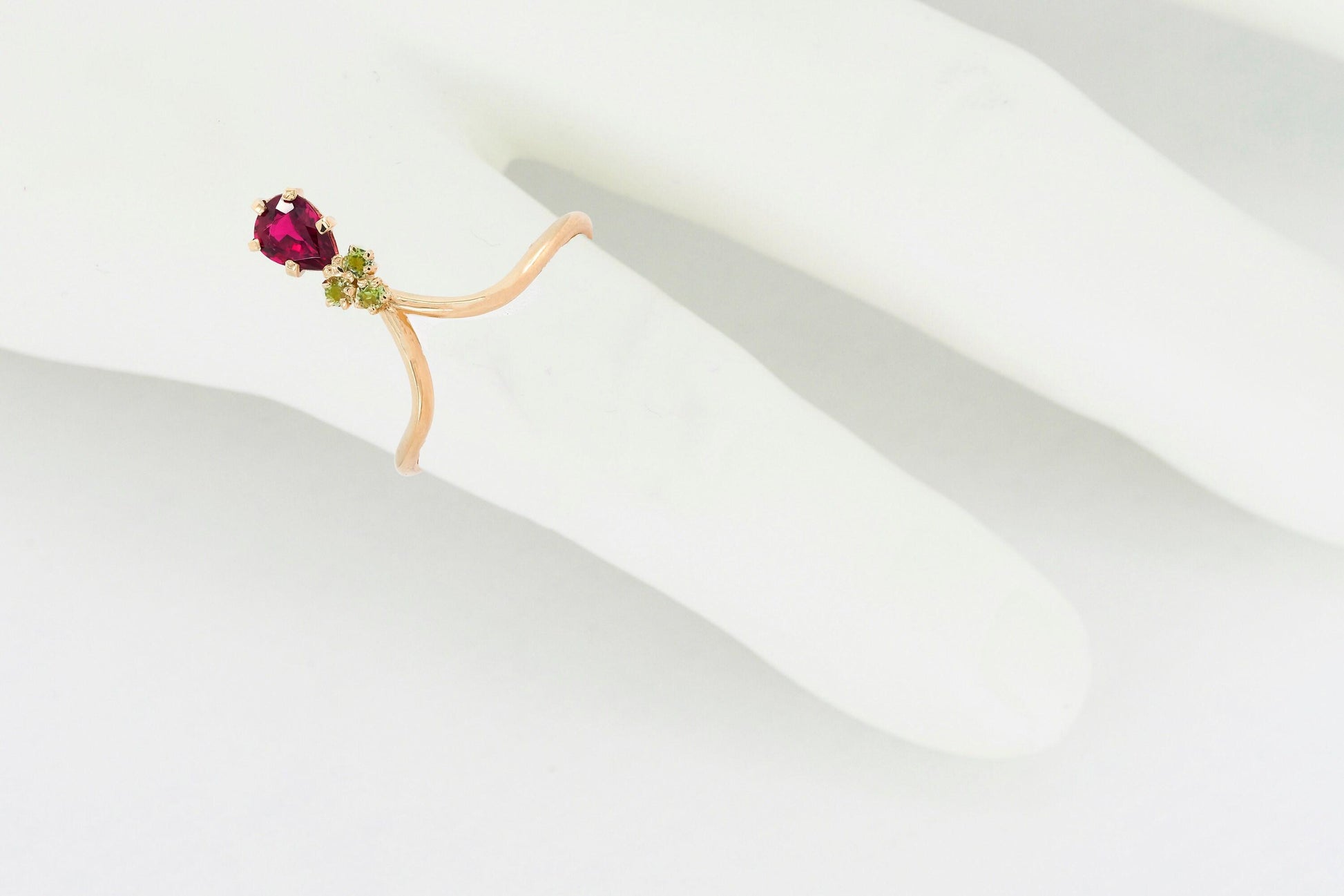 Tourmaline rubelite vintage inspired 14k gold ring