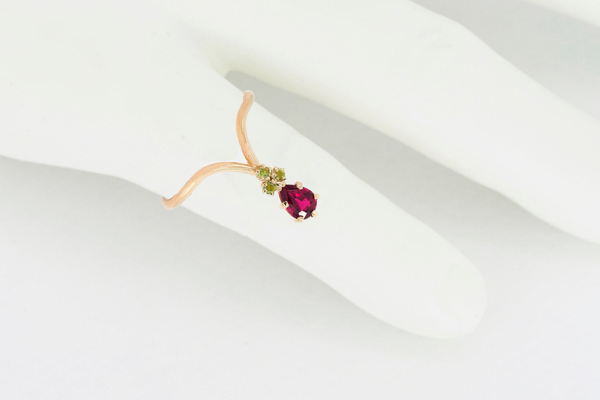 Tourmaline rubelite vintage inspired 14k gold ring