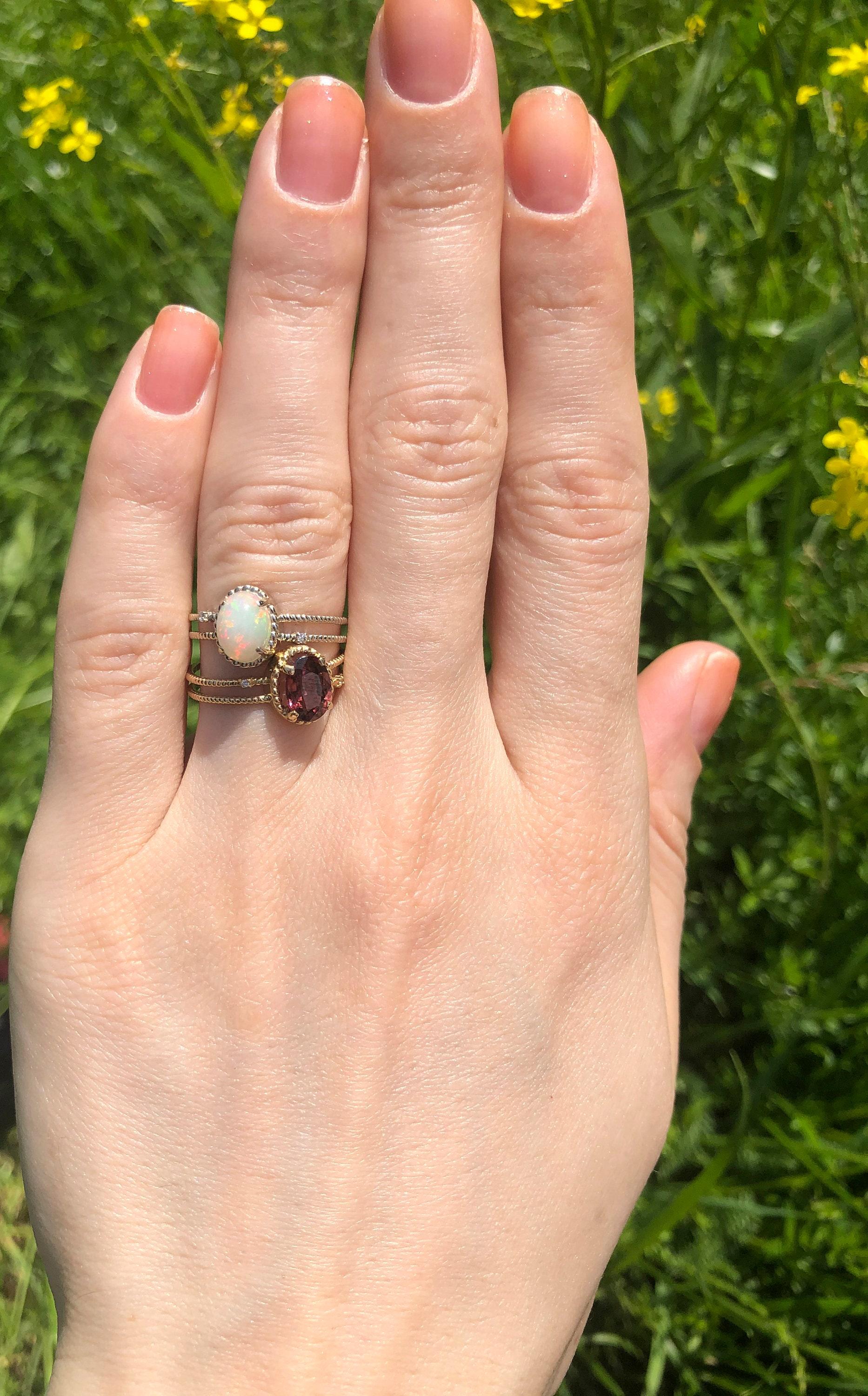 Red garnet gold 14k gold ring