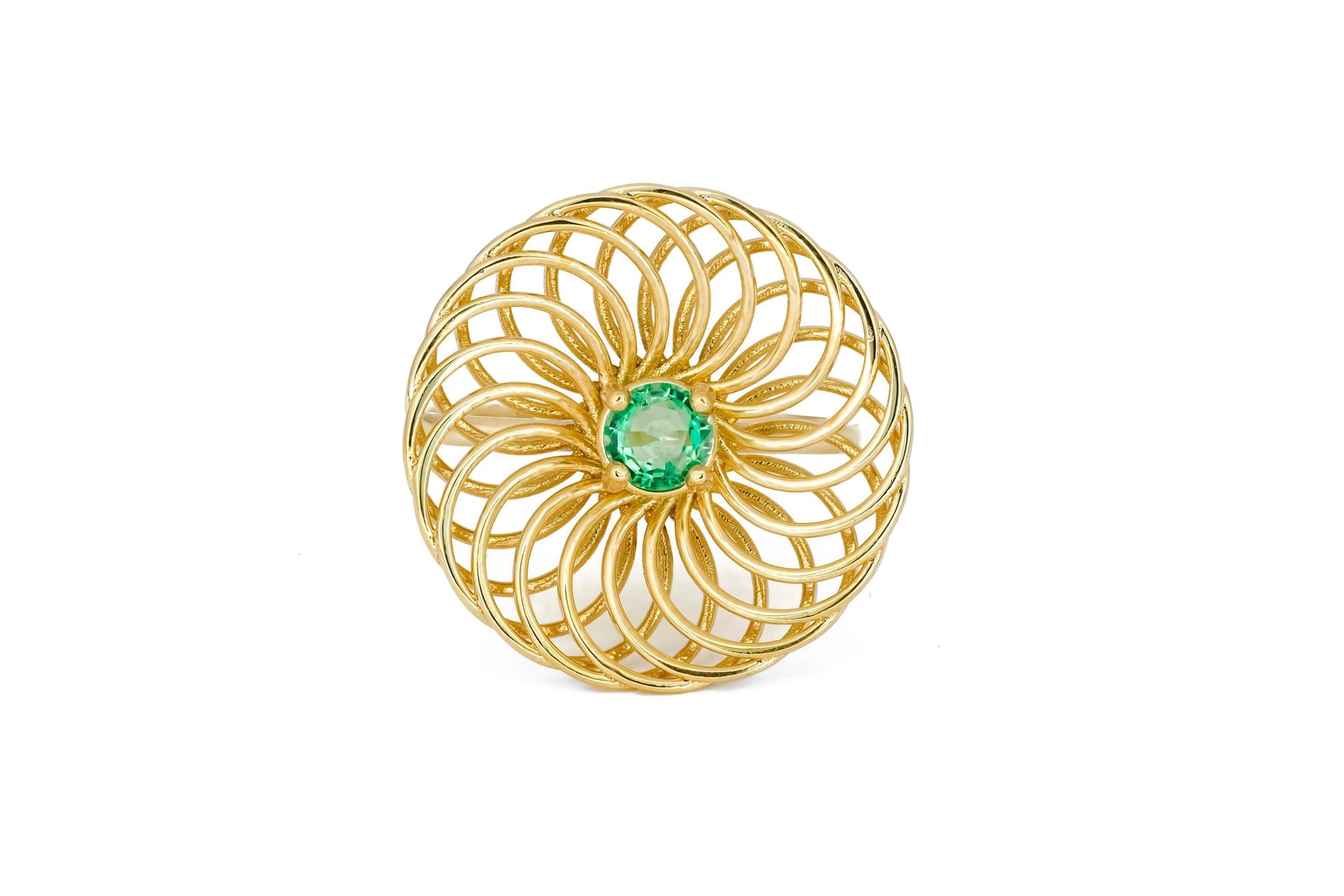 Round emerald 14k gold ring