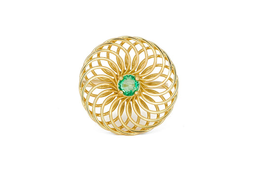 Round emerald 14k gold ring