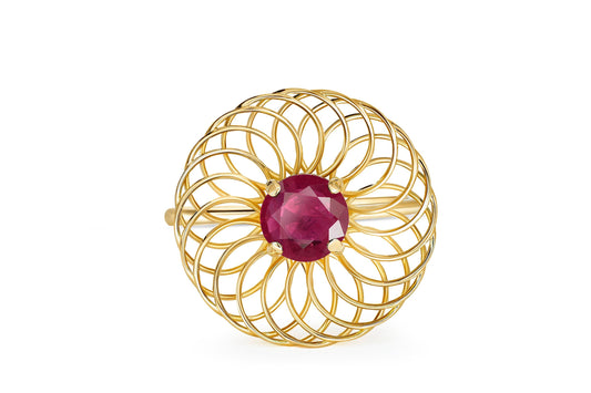 Round ruby 14k gold ring