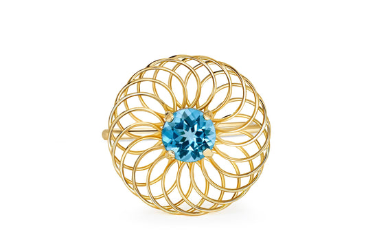 Round topaz 14k gold ring