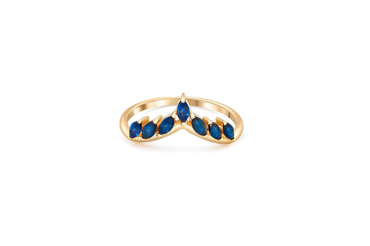 Sapphire Tiara 14k gold ring