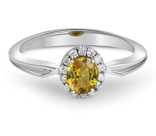 Yellow Sapphire and diamonds 14k gold ring