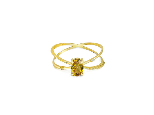 Yellow sapphire 14k gold ring