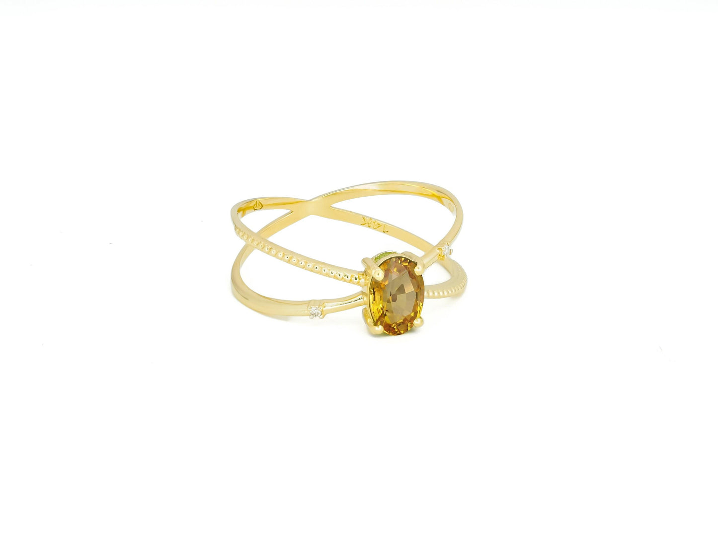 Yellow sapphire 14k gold ring