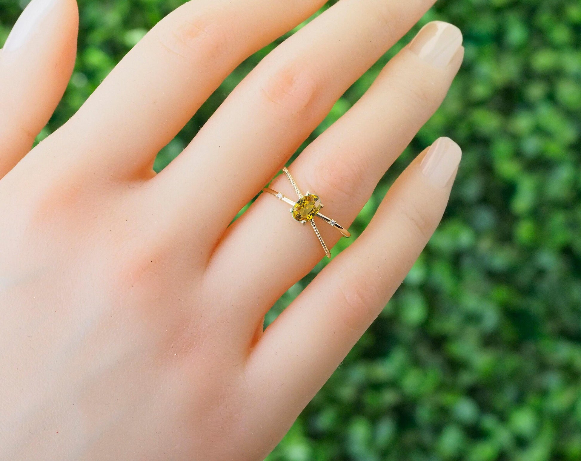 Yellow sapphire 14k gold ring