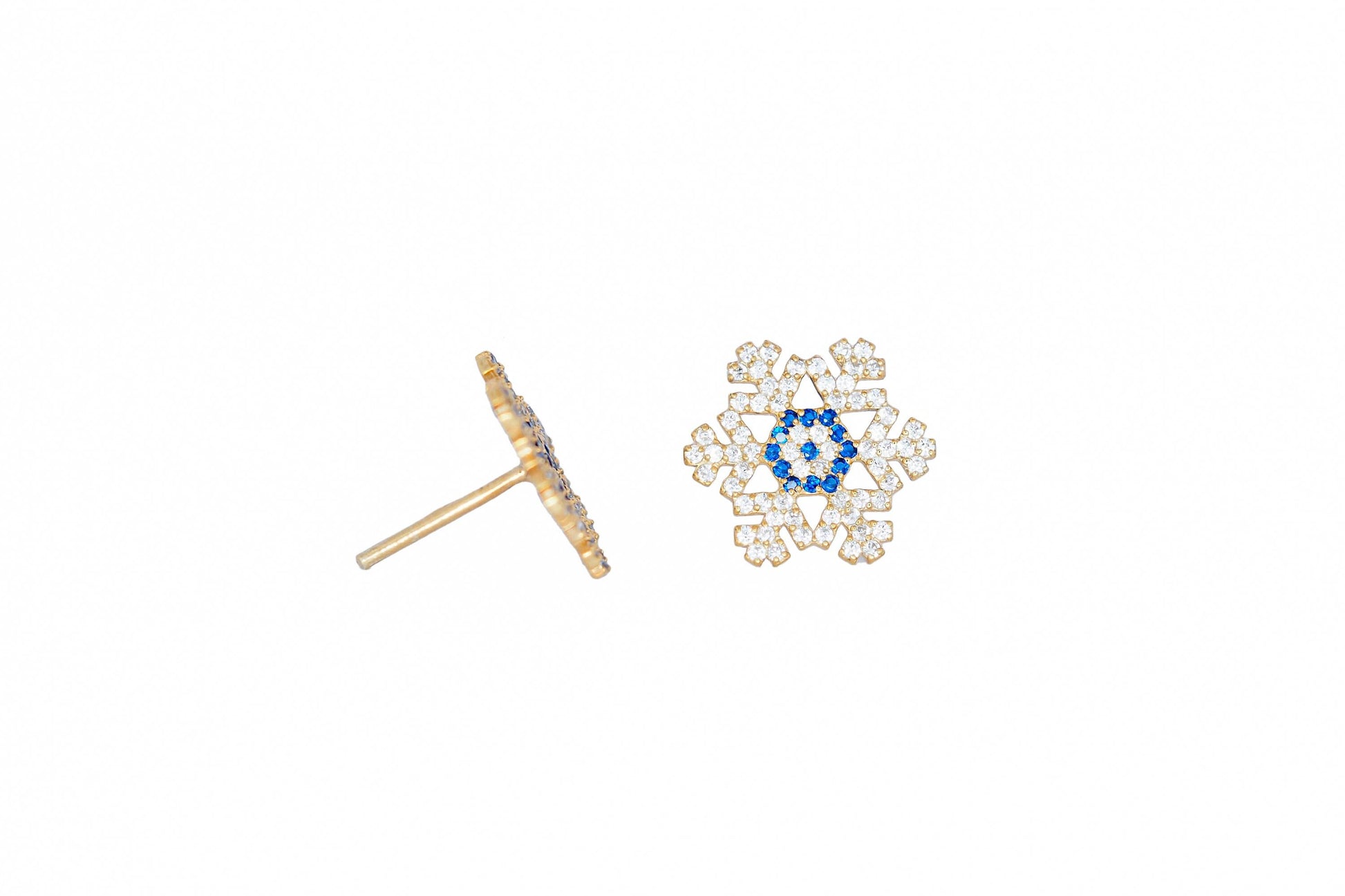 Snowflake 14k gold studs