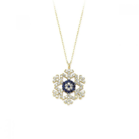 Snowflake charm necklace in 14k solid gold