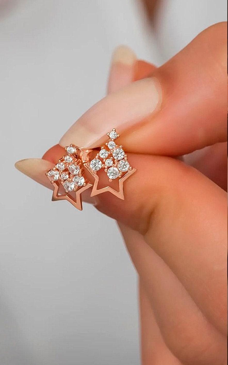 Star dust Stud Earrings in 14k gold