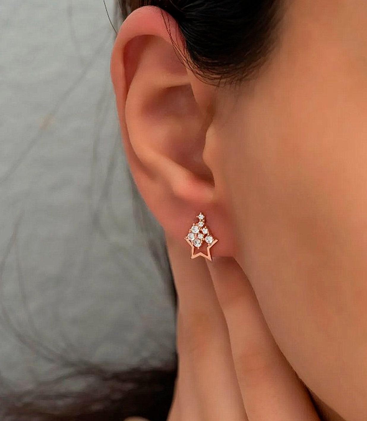 Star dust Stud Earrings in 14k gold
