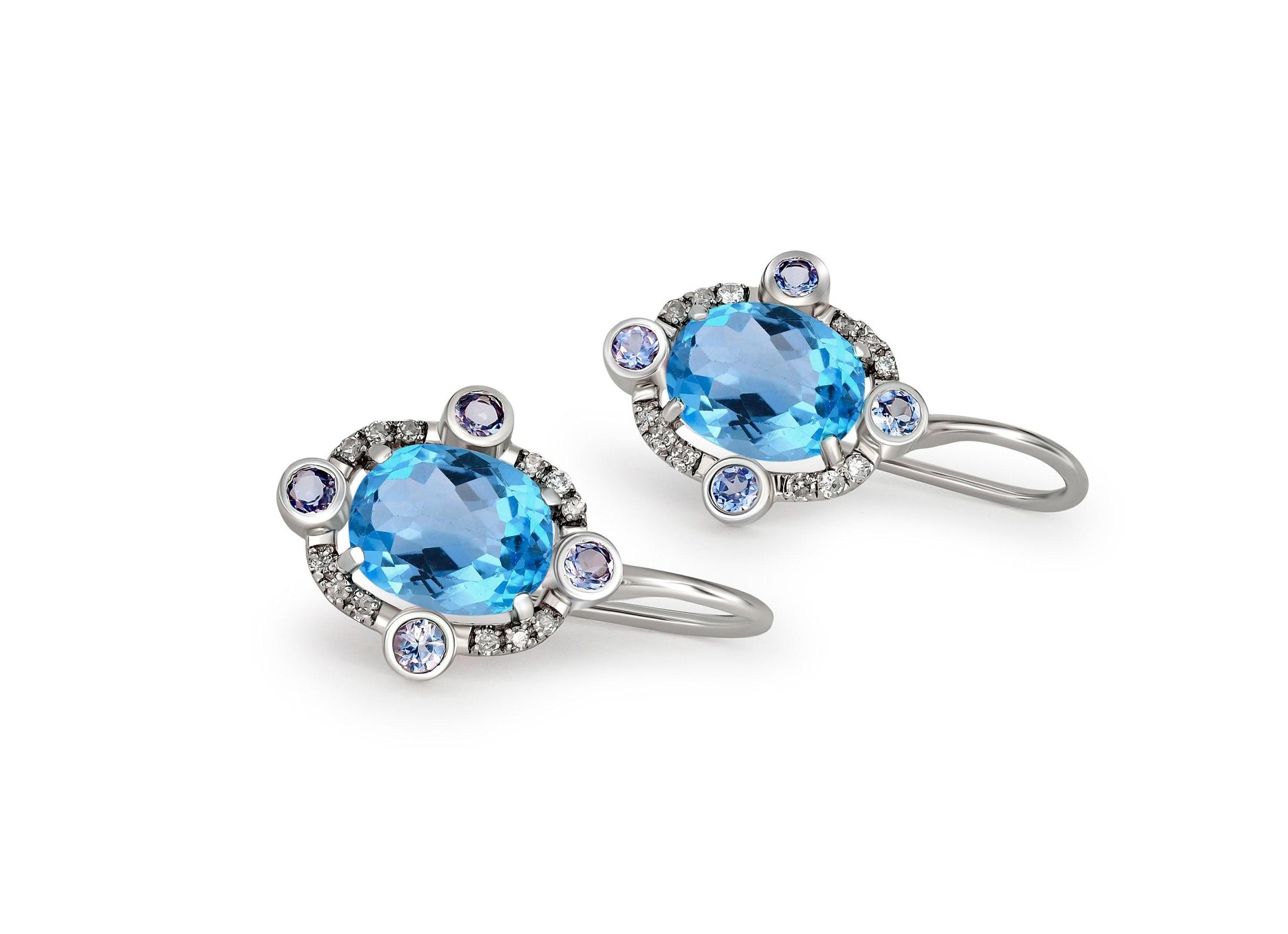 Blue Topaz 14k gold drop earrings