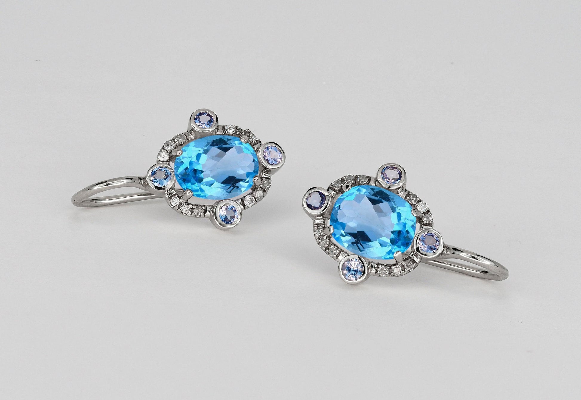 Blue Topaz 14k gold drop earrings