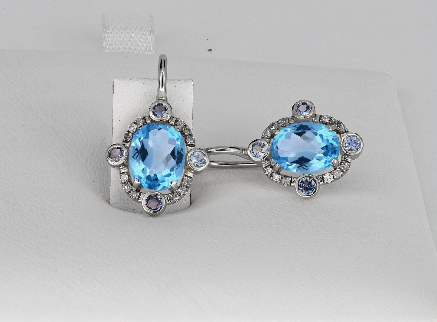 Blue Topaz 14k gold drop earrings