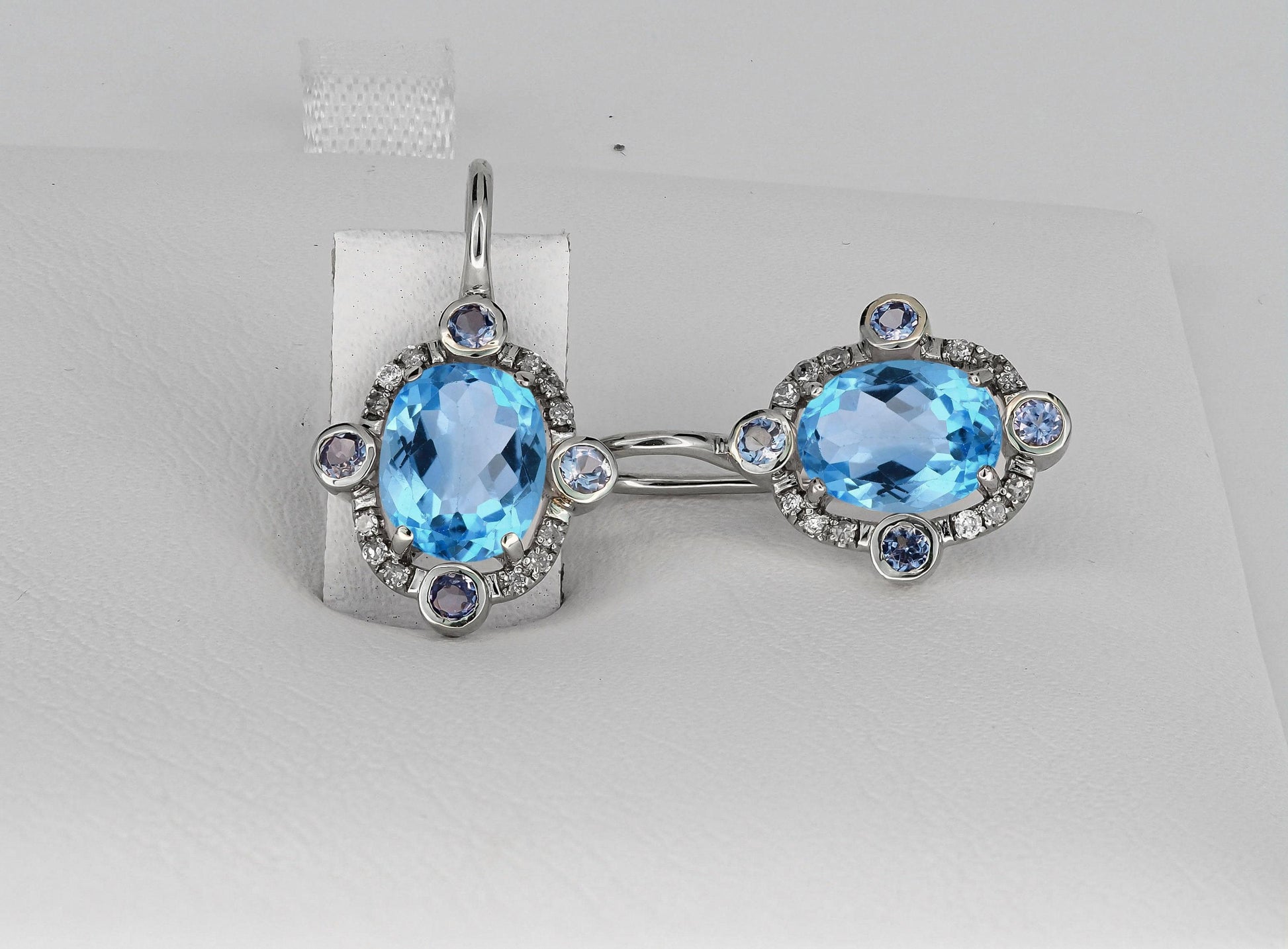 Blue Topaz 14k gold drop earrings