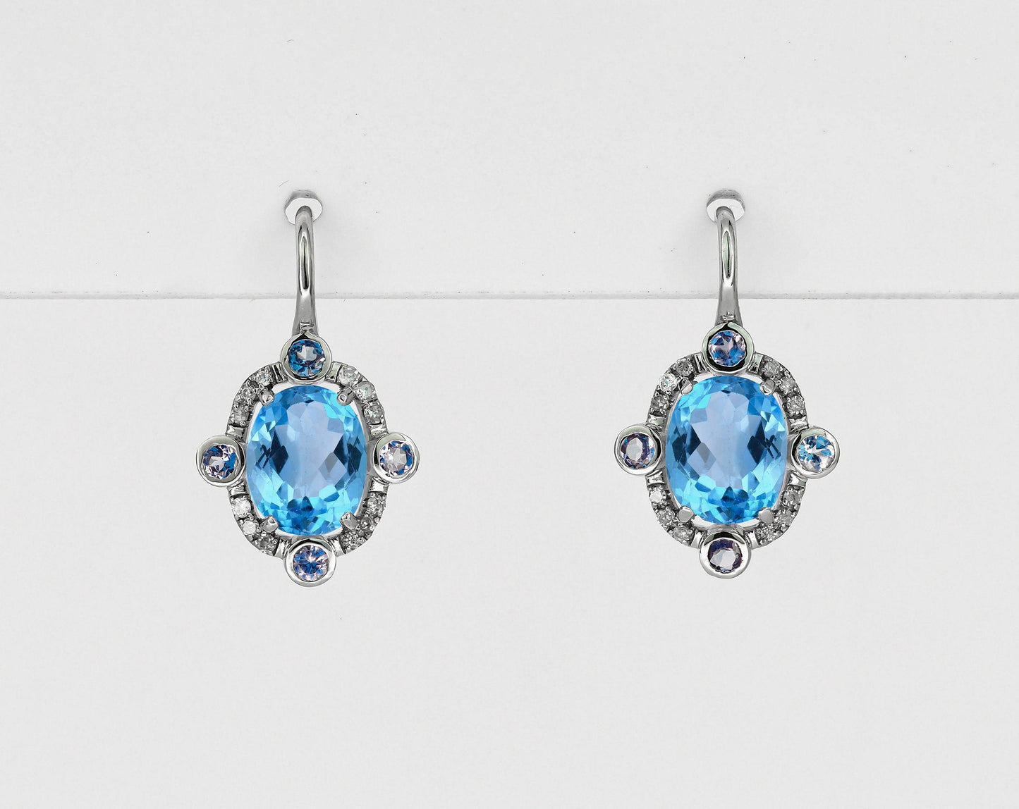 Blue Topaz 14k gold drop earrings