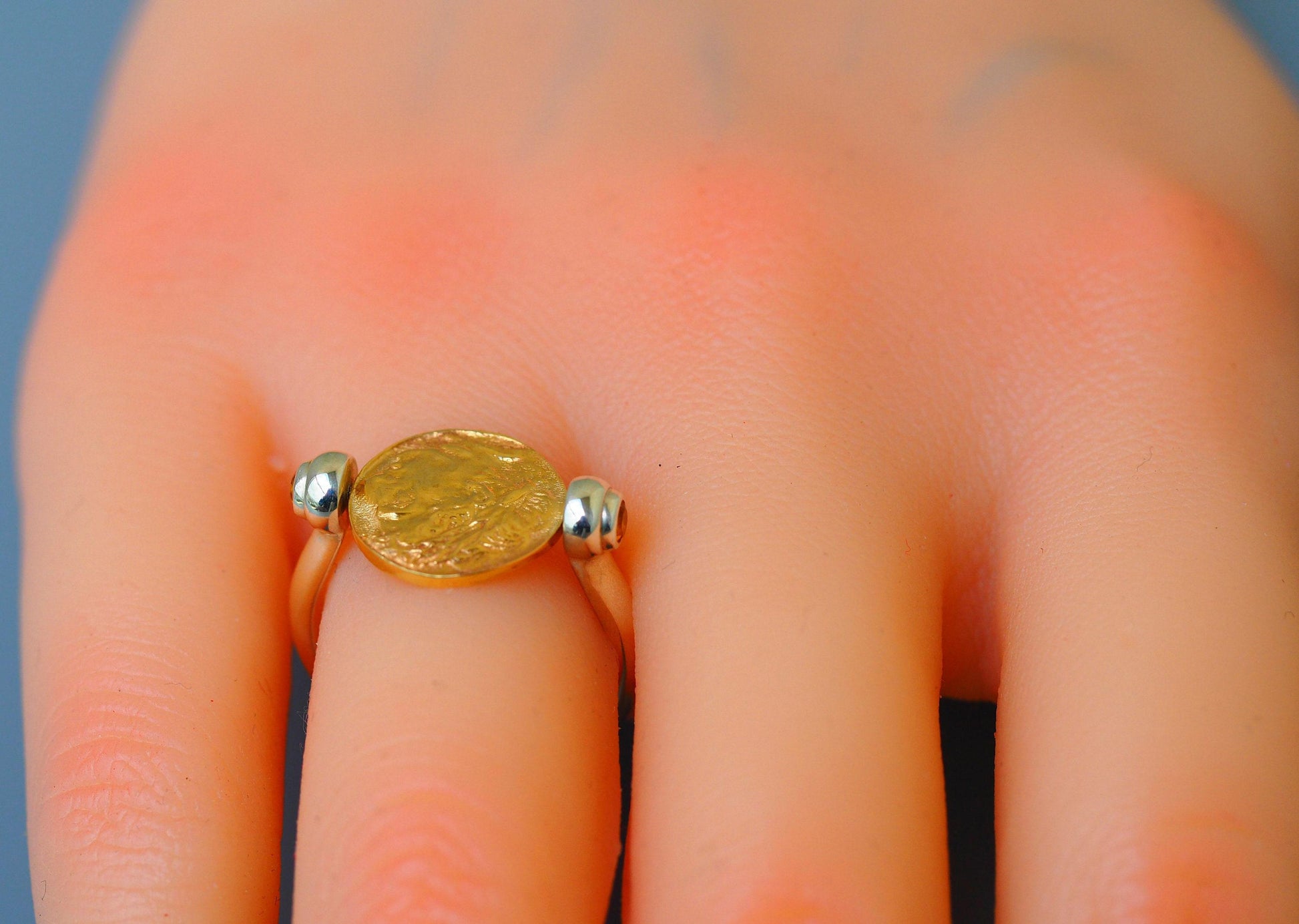 Vintage style gold Coin Ring