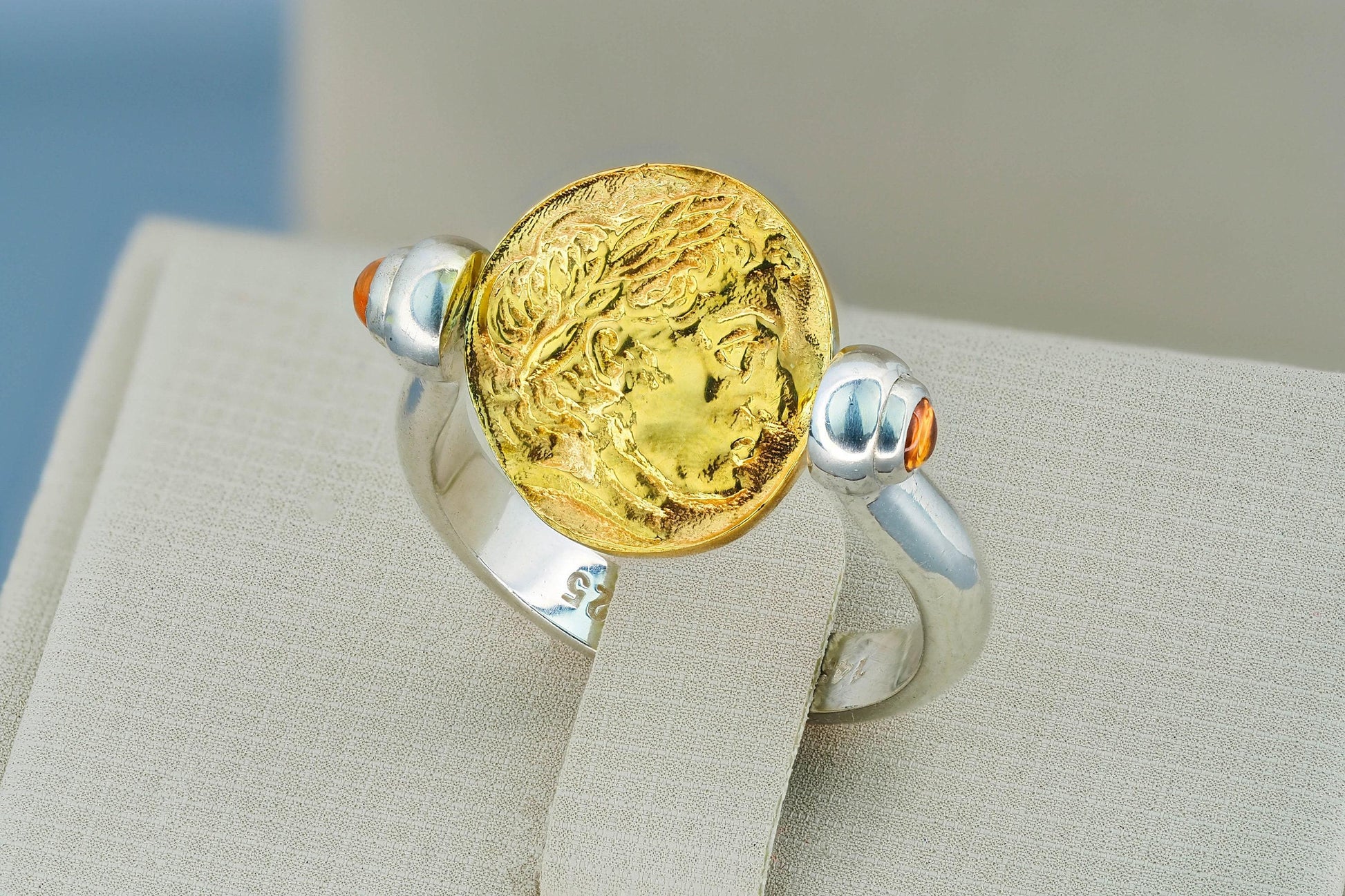 Vintage style gold Coin Ring