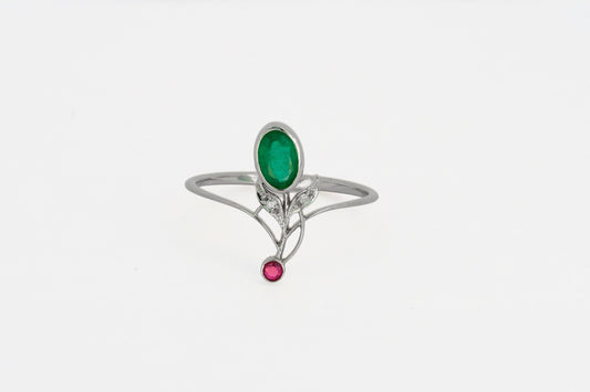 Vintage style inspired emerald ring