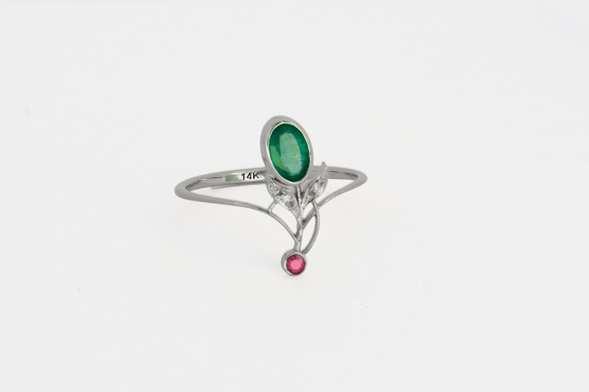 Vintage style inspired emerald ring
