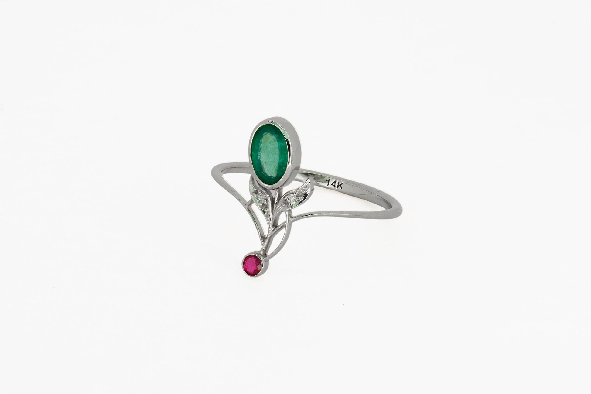 Vintage style inspired emerald ring