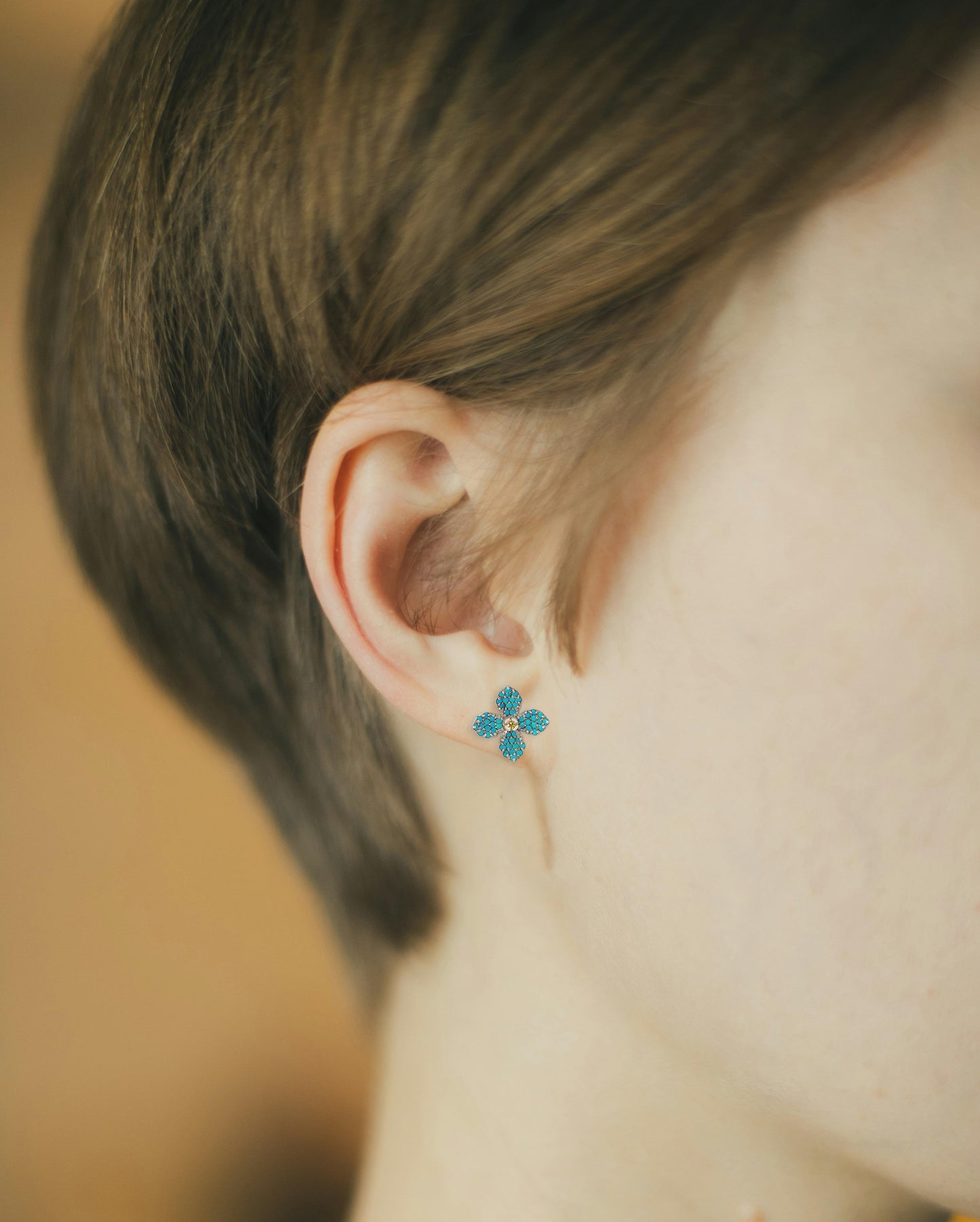 Forget me knot earrings studs in 14k gold