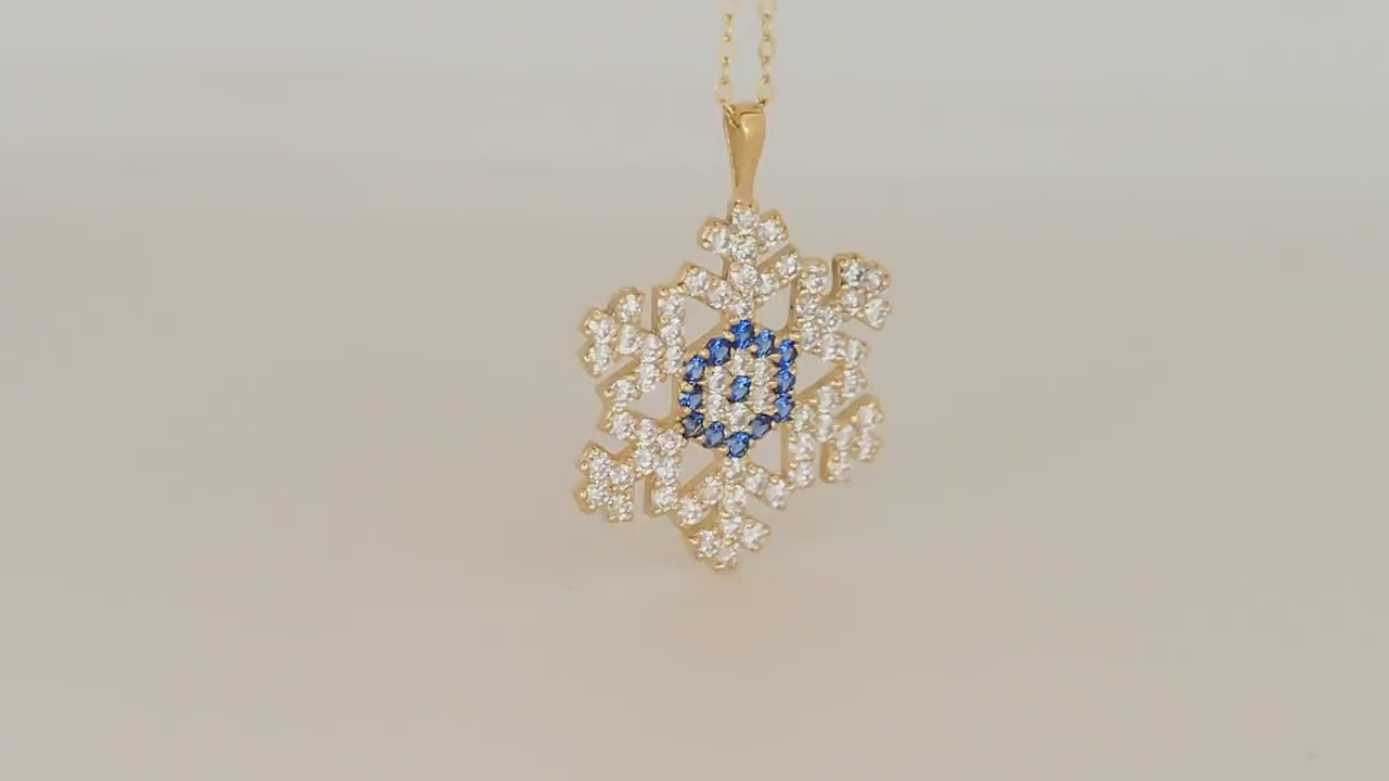 Snowflake charm necklace in 14k solid gold