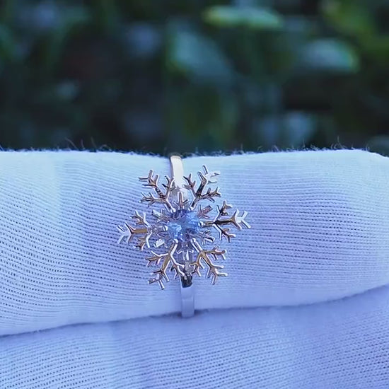 Tanzanite Snowflake gold 14k Ring