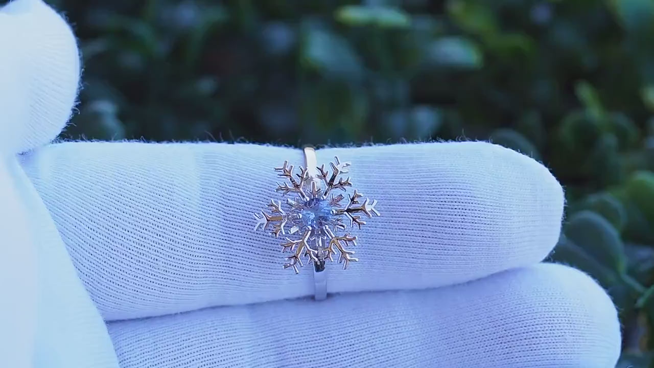 Tanzanite Snowflake gold 14k Ring