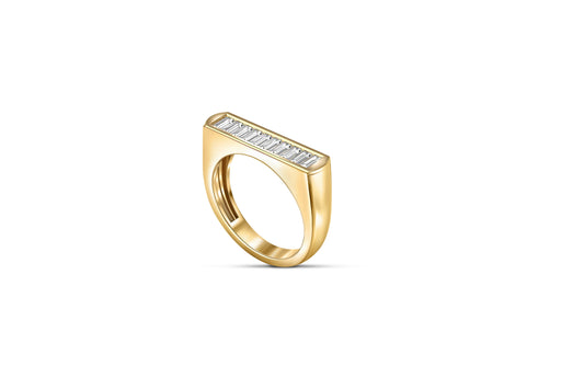 Baguette moissanite 14k gold half eternity ring