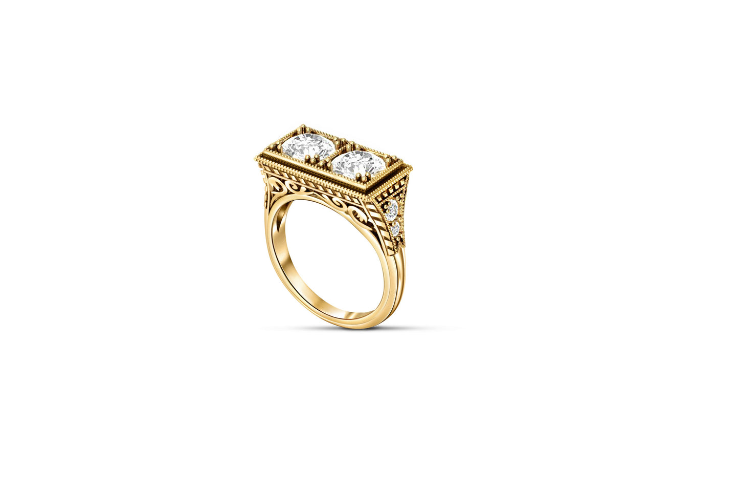 Double Round Stone 14k gold Engagement Ring