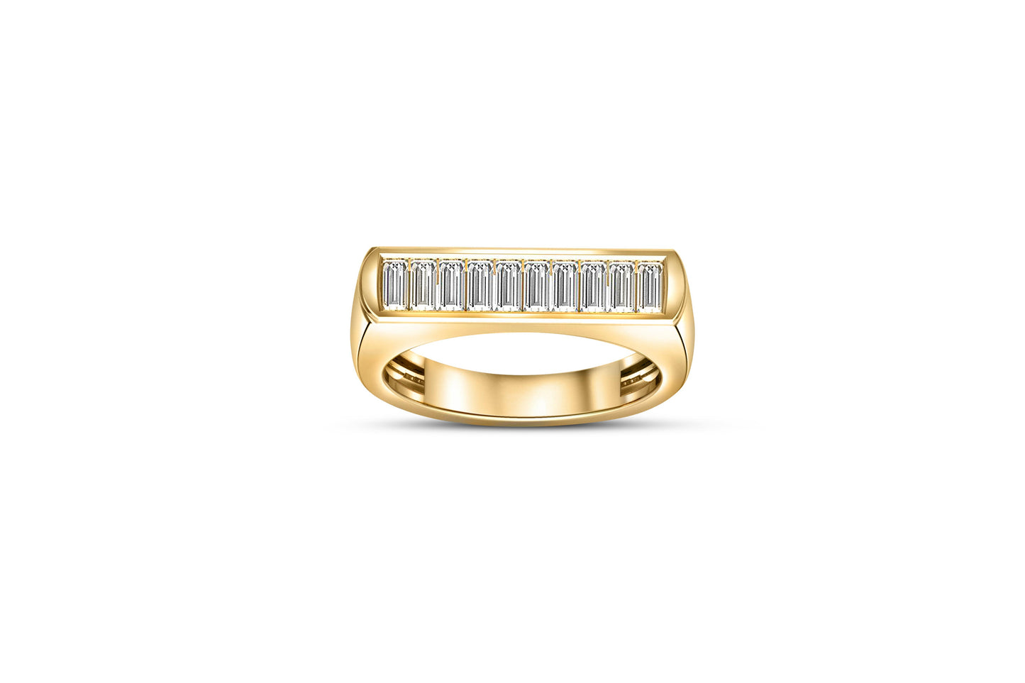 Baguette moissanite 14k gold half eternity ring