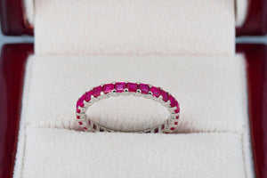 Natural Ruby Eternity Ring Band, Gold Full Eternity Band, Ruby Wedding Band, July Birthstone ring, Stacking Ring, Ruby Stackable Ring