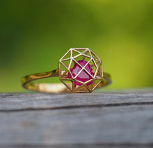 Load image into Gallery viewer, Solid gold ruby ring. Natural ruby ring. Heart ruby ring. Spider web ring. Heart ruby ring.  Alternative engagement ring. Valentine gift