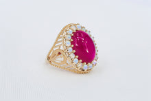 Load image into Gallery viewer, Chunky gold ring. Opal Ring. Dome ring. Antique ruby ring. Vintage rings