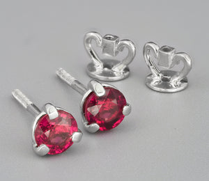 1 ct. Natural Rubies and diamonds in 14 k Gold Earrings. Removable Halo Ruby and Diamonds Studs,  Red Gem, Gemstone Signet, July birthstone