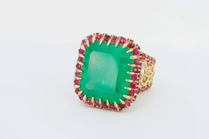 31.15 ct. Rare Russian Emerald Ring. 14k gold Natural Emerald Ring. Certified Emerald ring. Big emerald ring. May Birthstone. Statement ring
